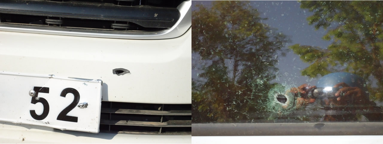 UNSMIS Carros blindados atingidos por tiros